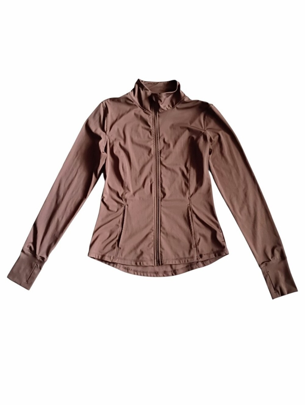 CATHERINE MALANDRINO Women Athletic Jacket Brown Jersey Full Zip Stretch MEDIUM